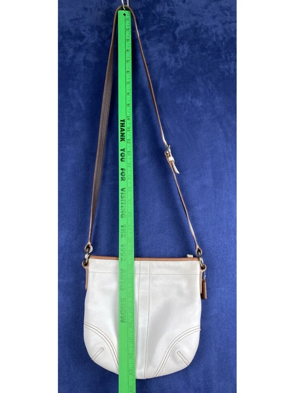 Vg Coach White Crossbody Bucket Purse Brown Trim  Boho